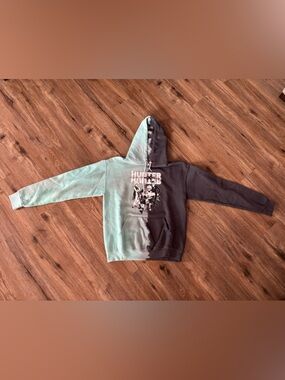 Hanes Ombre Pullover Hoodie in Teal and Charcoal